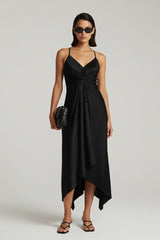 Black Asymmetrical Midi Dress