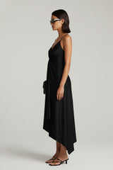 Black Asymmetrical Midi Dress