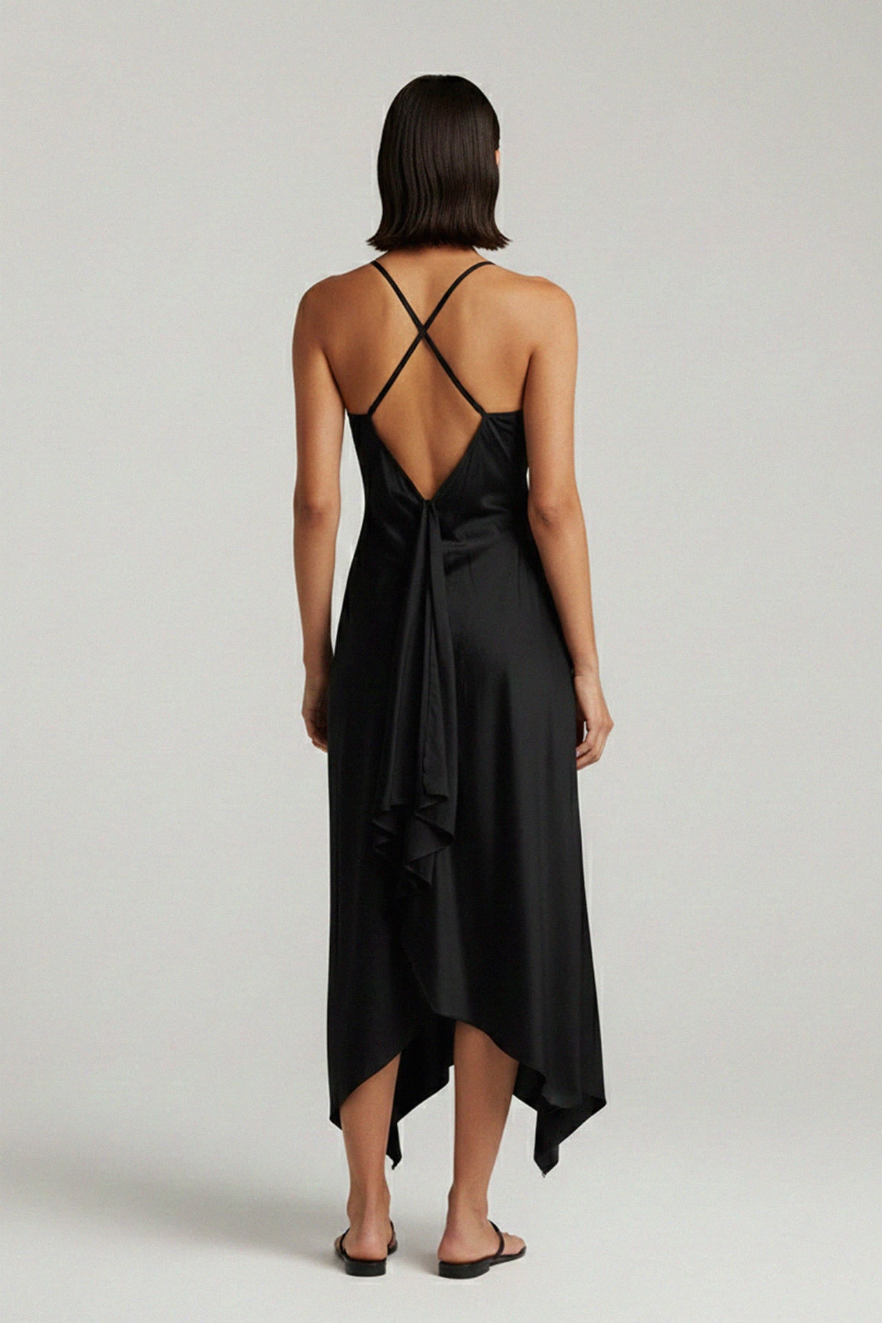 Black Asymmetrical Midi Dress