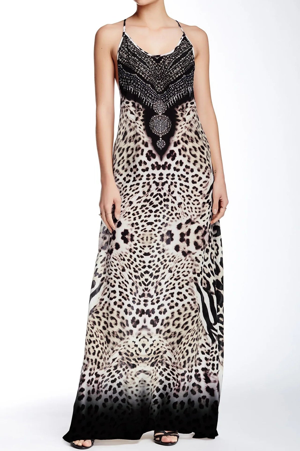 Animal Print Strappy Maxi Dress