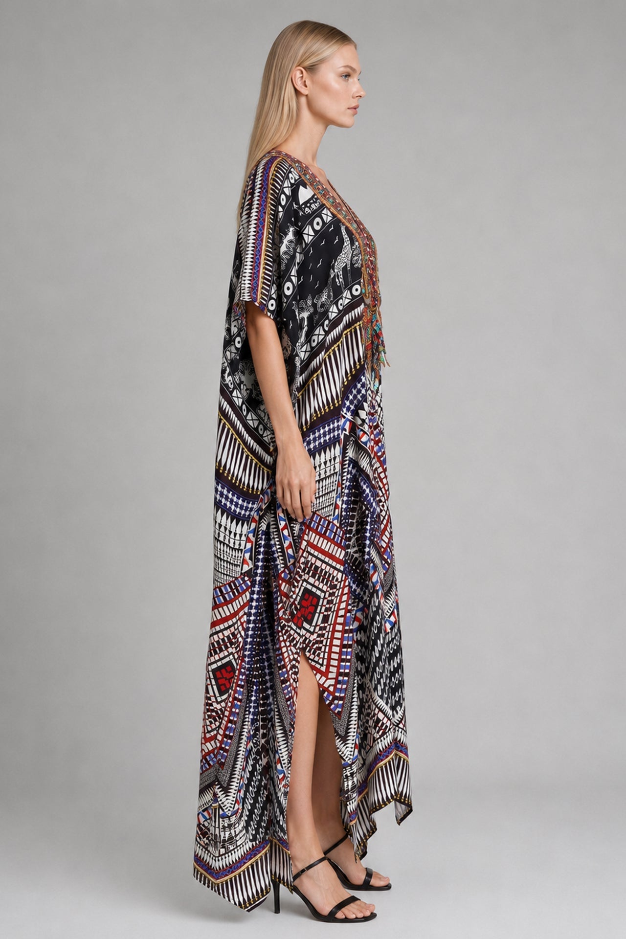 Black Silk Kaftan Dress – Beach & Vacation Wear | Shahida Parides