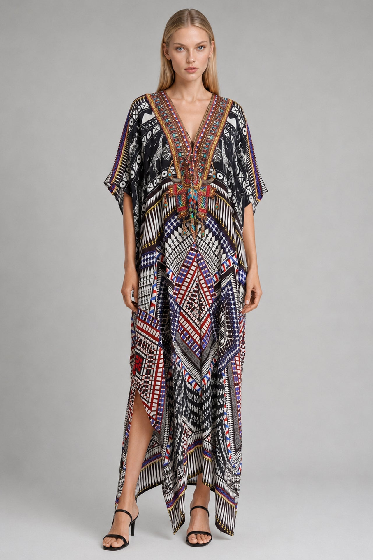 Black Silk Kaftan Dress – Beach & Vacation Wear | Shahida Parides