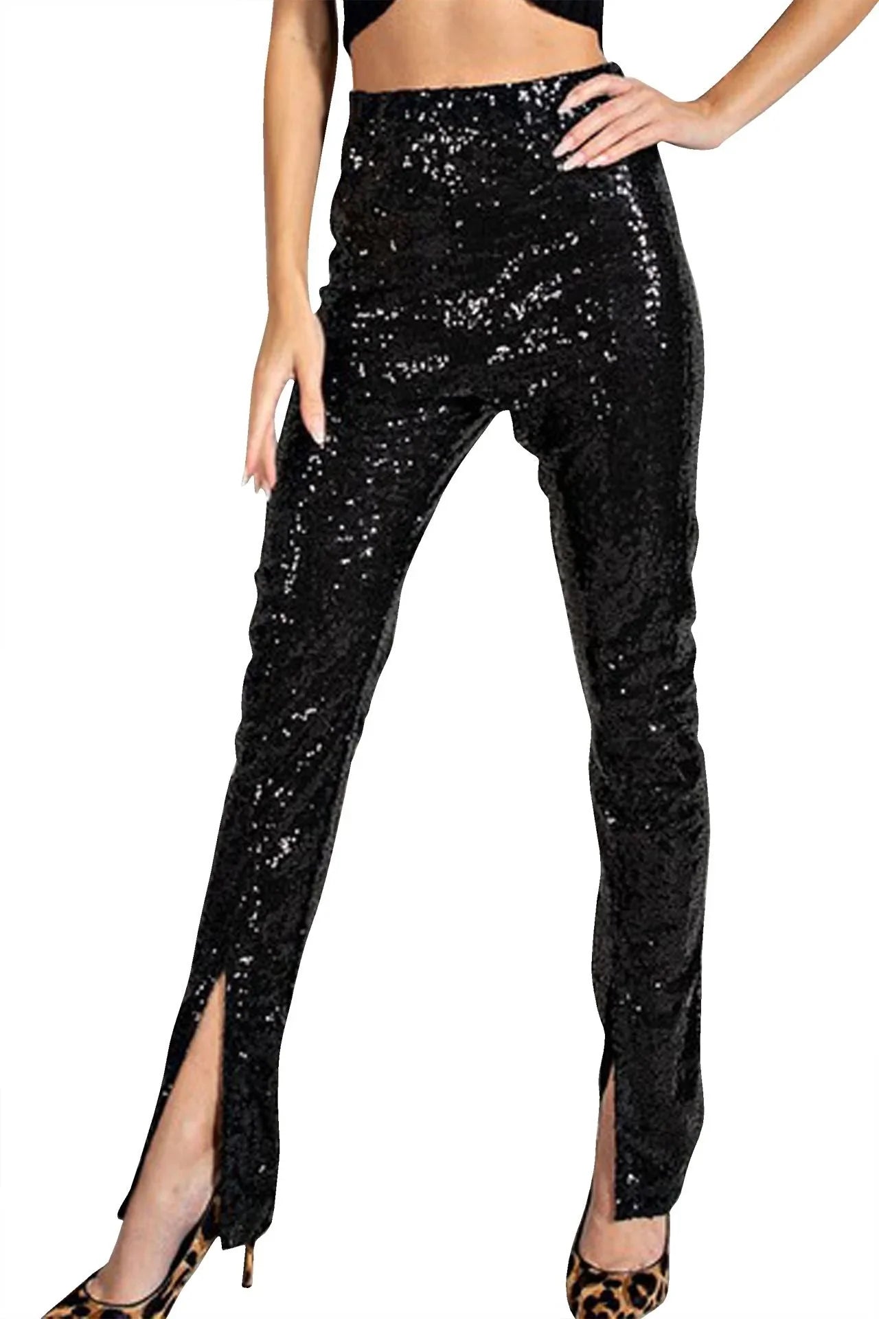 Black Sequin Pants For Women