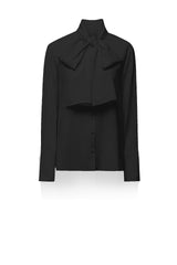 Black Scarf Tie Satin Blouse