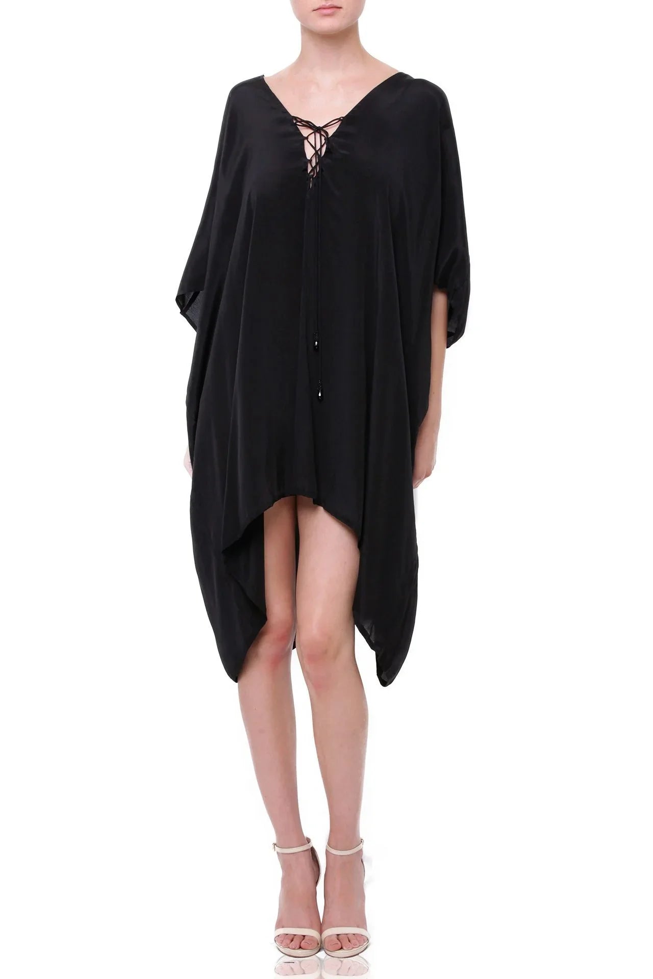 Black Silk Kaftan Dress – Timeless Luxury for Evening & Resort Wear