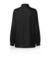Black Scarf Tie Neck Silk Twill Blouse