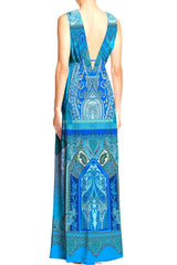 Blue Plunging Dresses