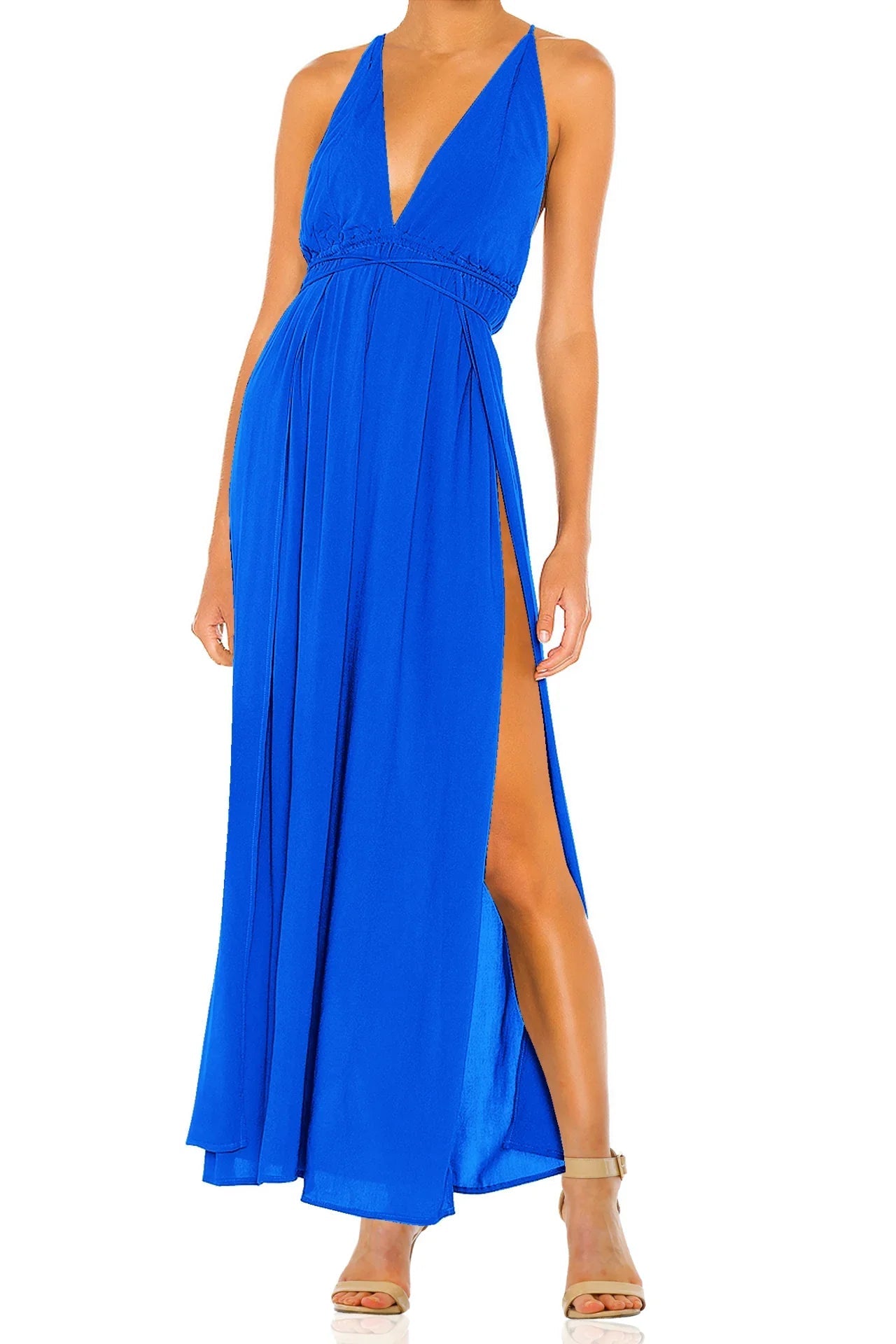 Blue Cut Out Maxi Dress for Women
