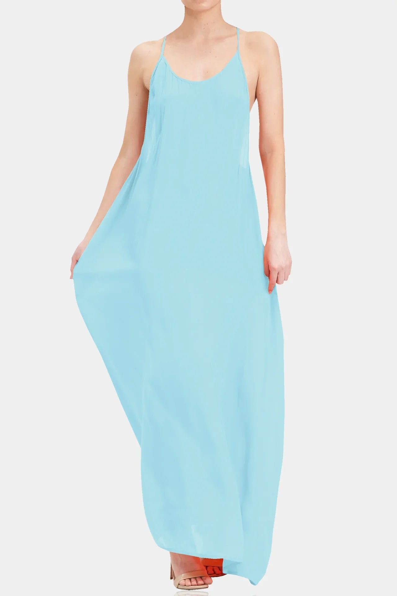 Aqua Blue Long Camisole Dress