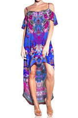 Blue Fuchsia Asymmetrical Dress