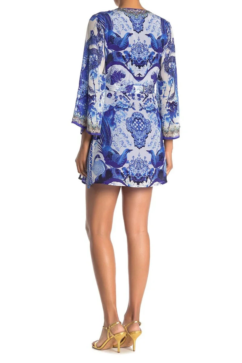 Blue Short Wrap Dress
