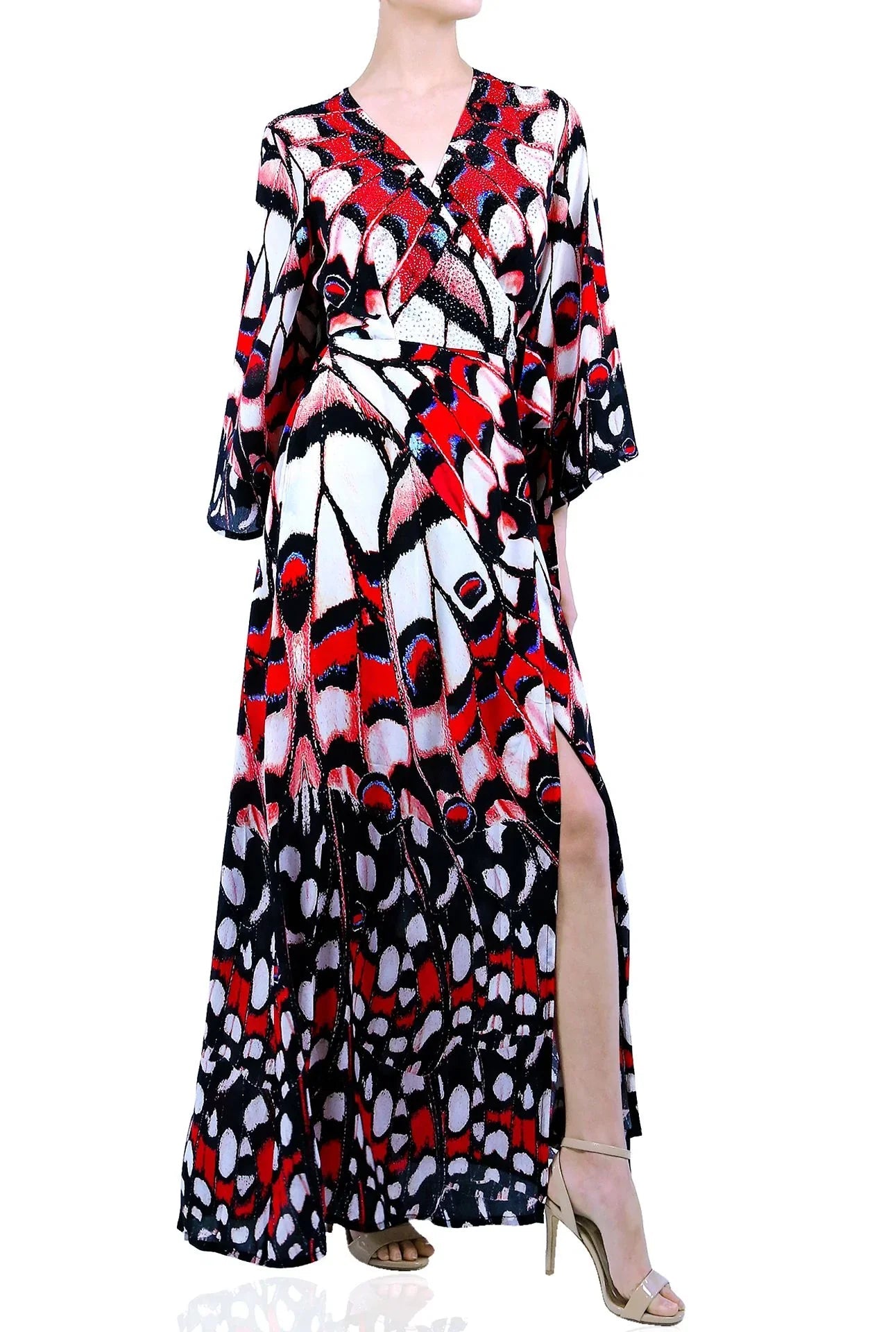 Annabella Print Designer Wrap Maxi Dress