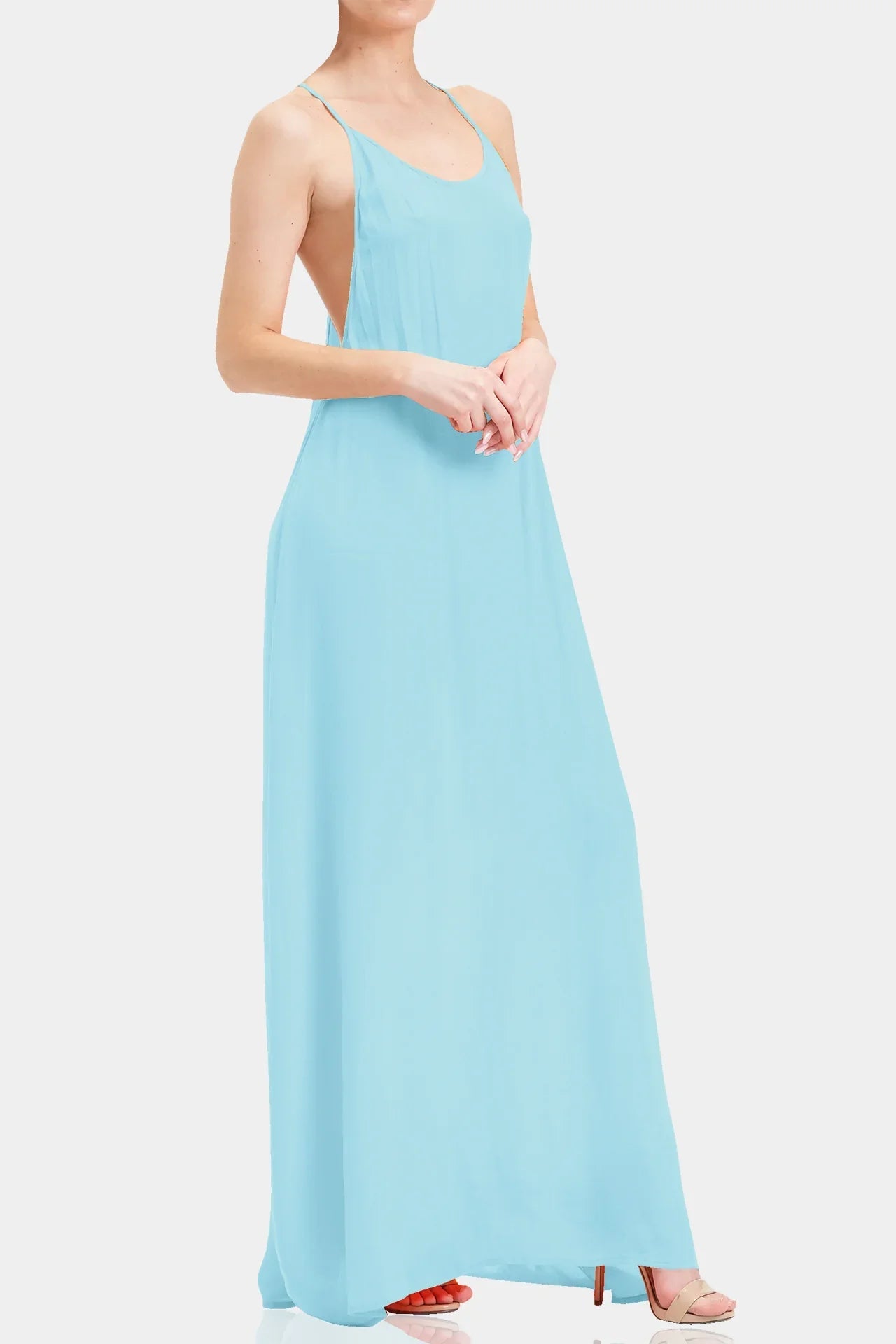 Aqua Blue Long Camisole Dress