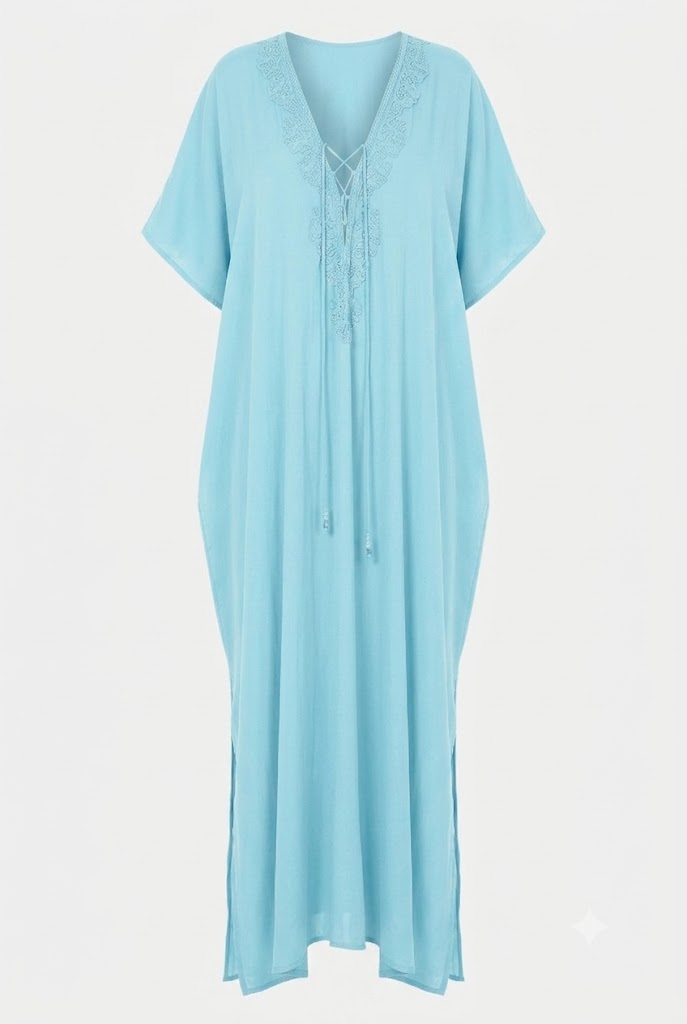 Aqua Blue Multiway Kaftan Dress - Resort Wear Kaftan