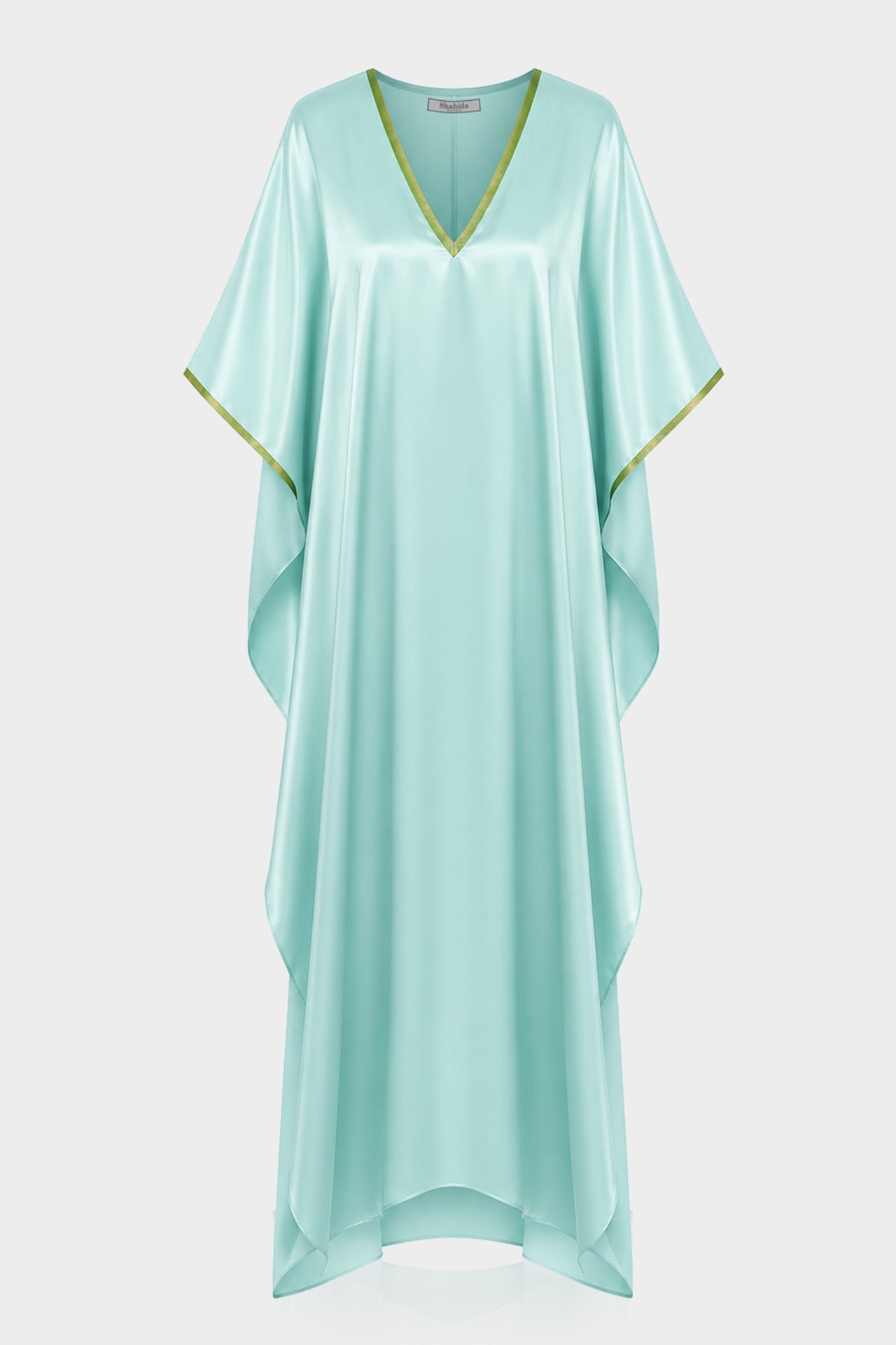 Aqua V-Neck Viscose Silk Kaftan Maxi Dress