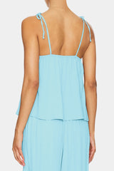 Aqua Blue Silk Camisole Tops