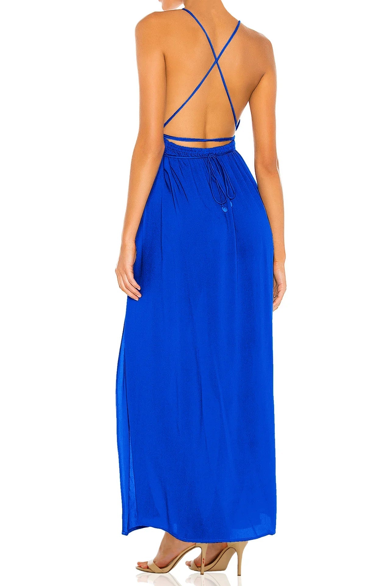 Blue Cut Out Maxi Dress for Women