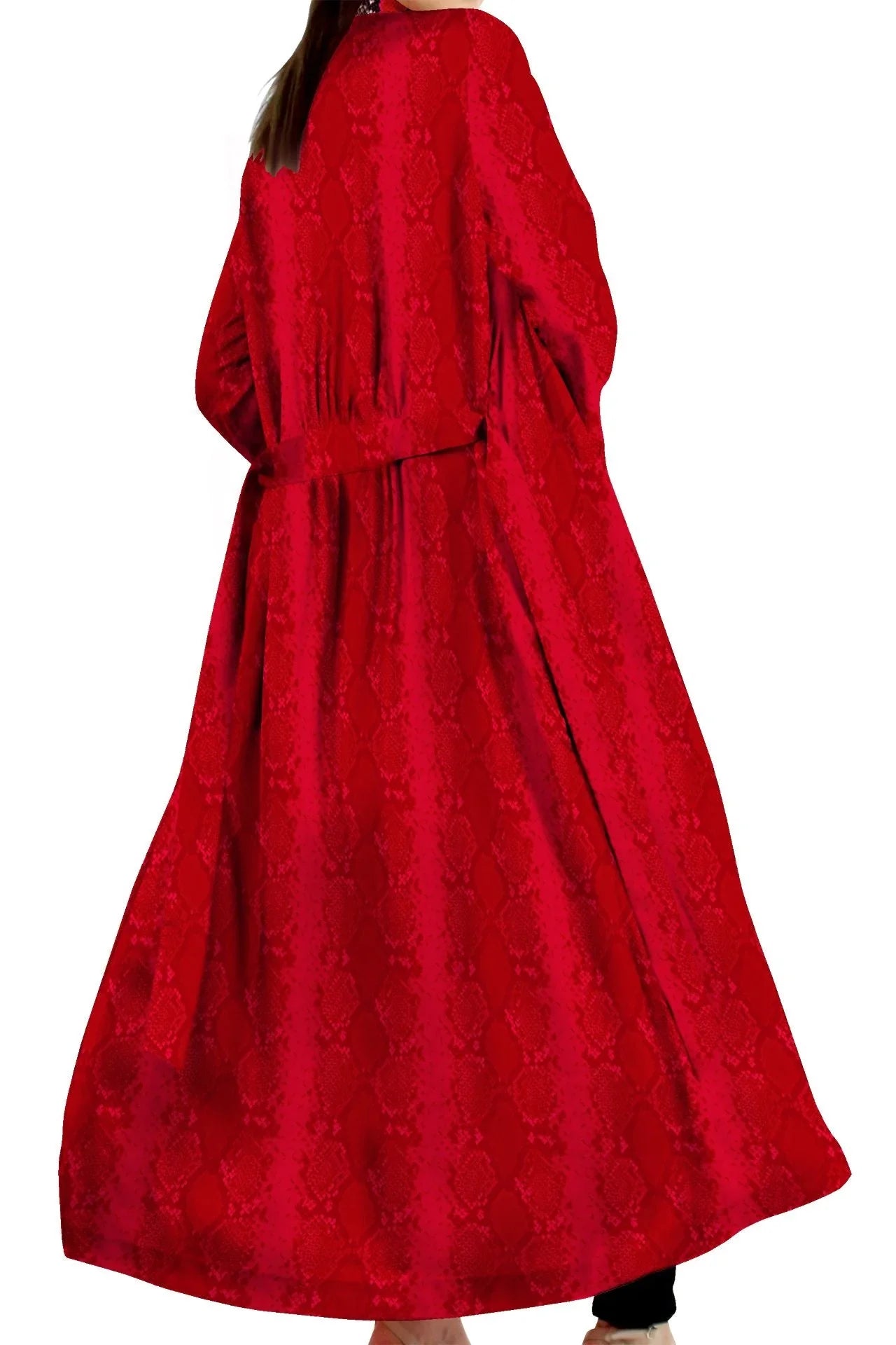Biodegradable Sustainable Silk Long Robe Dress in Blood Stone