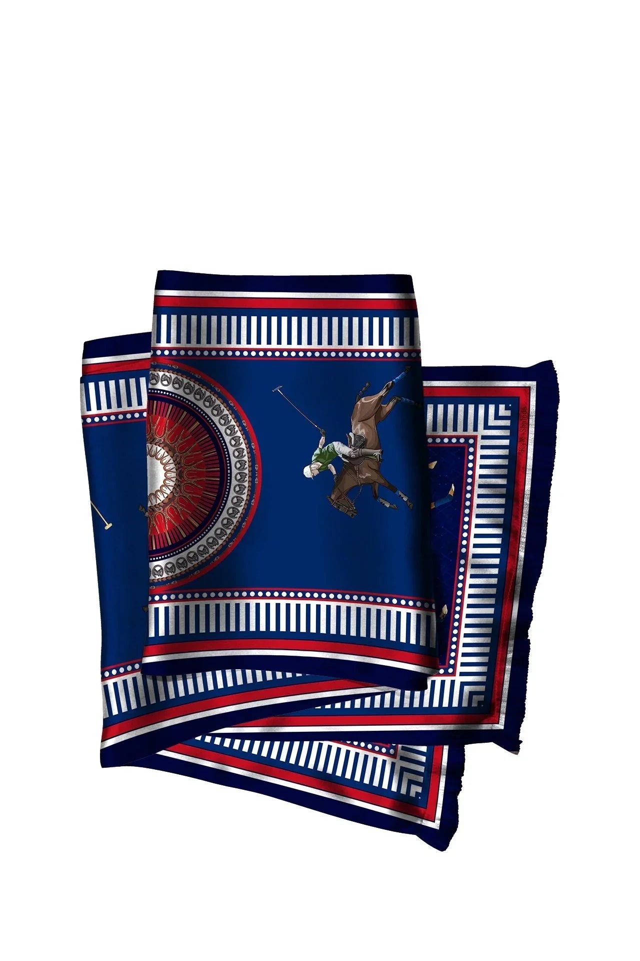 Blue And White Scarves in Polo Print