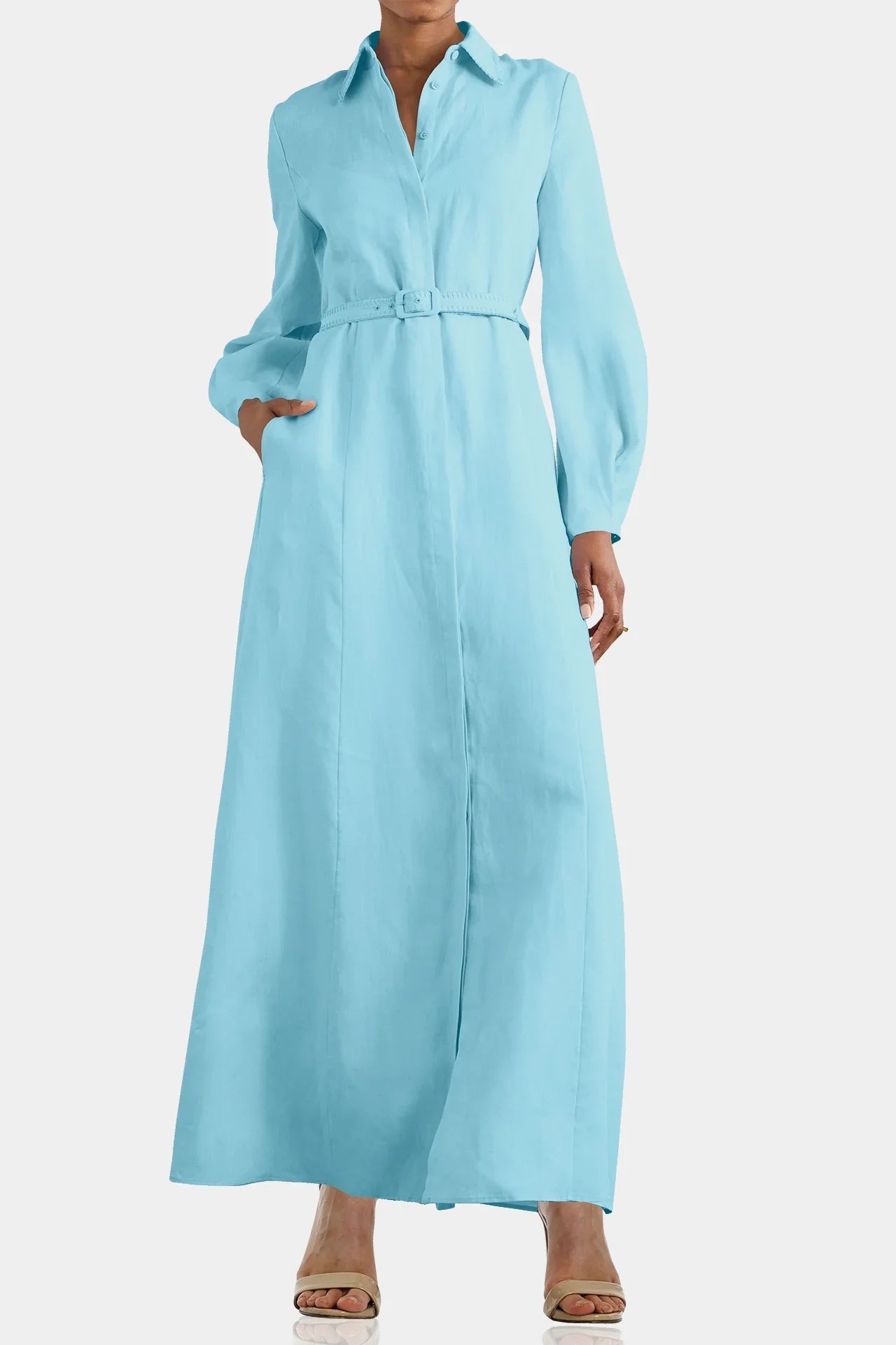 Aqua Blue Shirt Dress