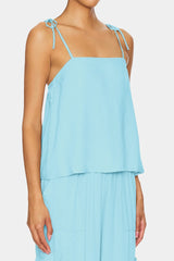 Aqua Blue Silk Camisole Tops
