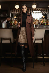 Animal Print Lace Trim Silk Mini Skirt