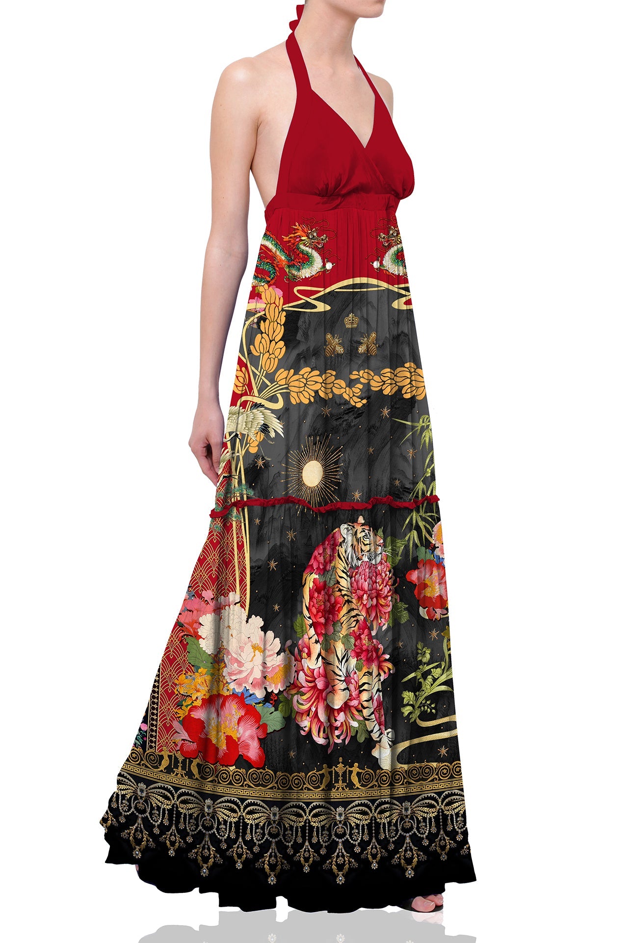 Animal Print Red Halter Dresses