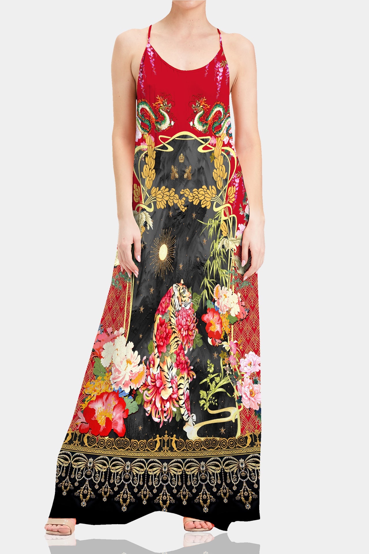 Animal Print Long Camisole Dress