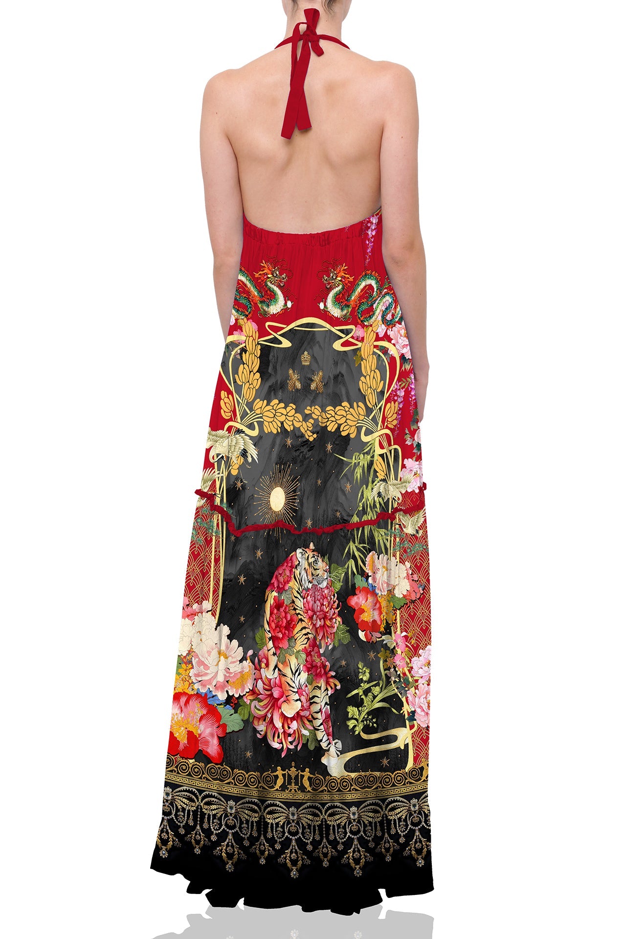 Animal Print Red Halter Dresses