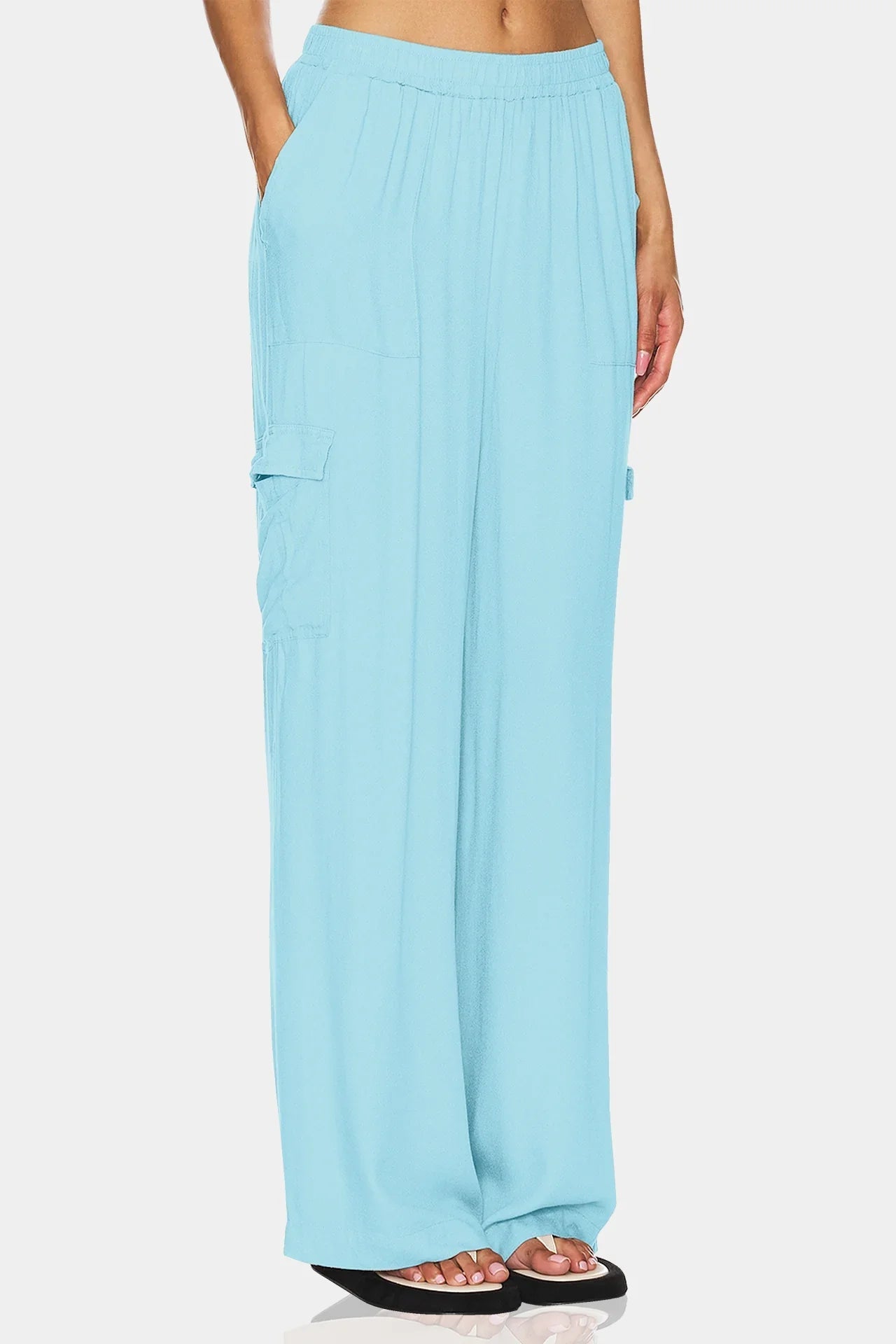 Aqua Blue Wide Leg Plazzo Pants