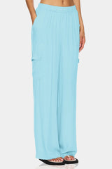 Aqua Blue Wide Leg Plazzo Pants