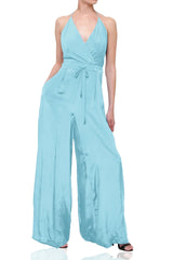 Aqua Blue Evening Jumpsuits