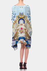 Blue Romanticism Print Knee-Length Convertible Kaftan
