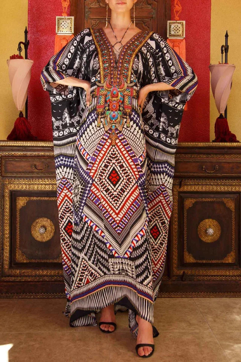 Black Silk Kaftan Dress – Beach & Vacation Wear | Shahida Parides