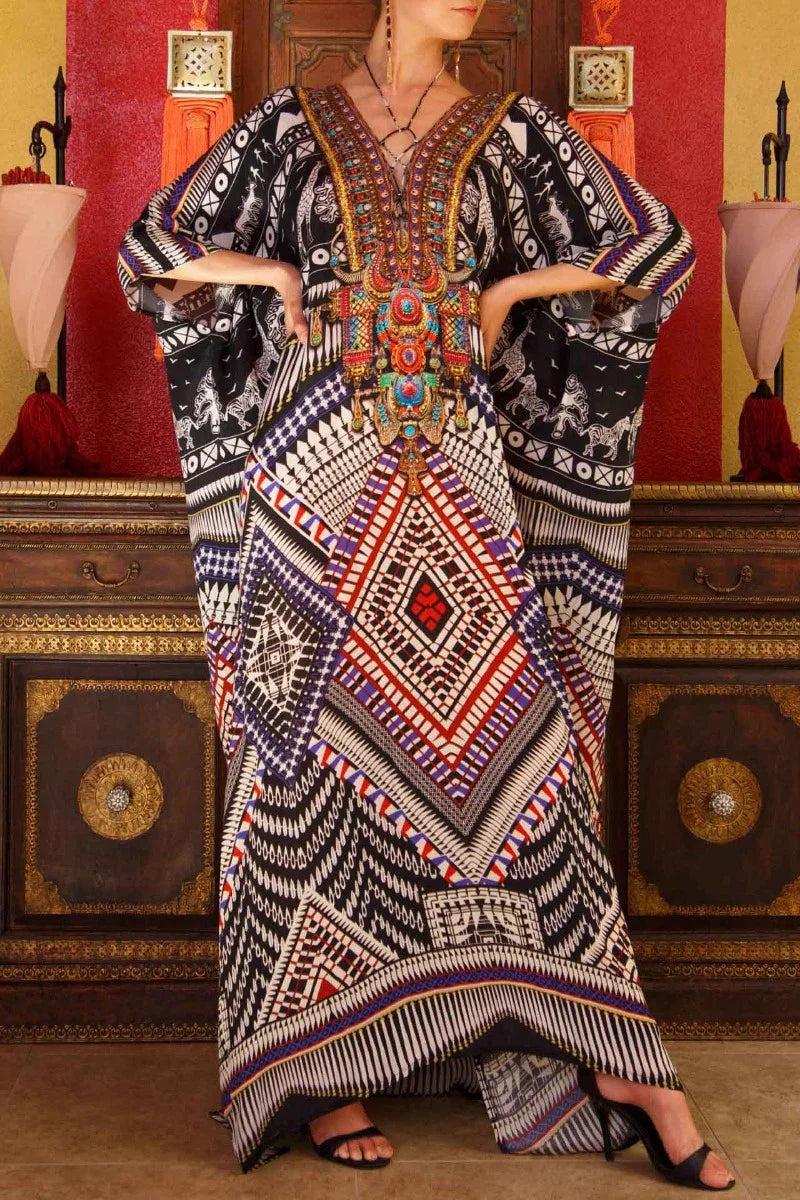 Black Silk Kaftan Dress – Beach & Vacation Wear | Shahida Parides
