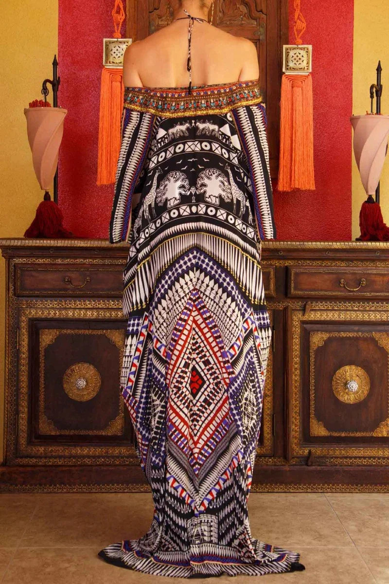 Black Silk Kaftan Dress – Beach & Vacation Wear | Shahida Parides