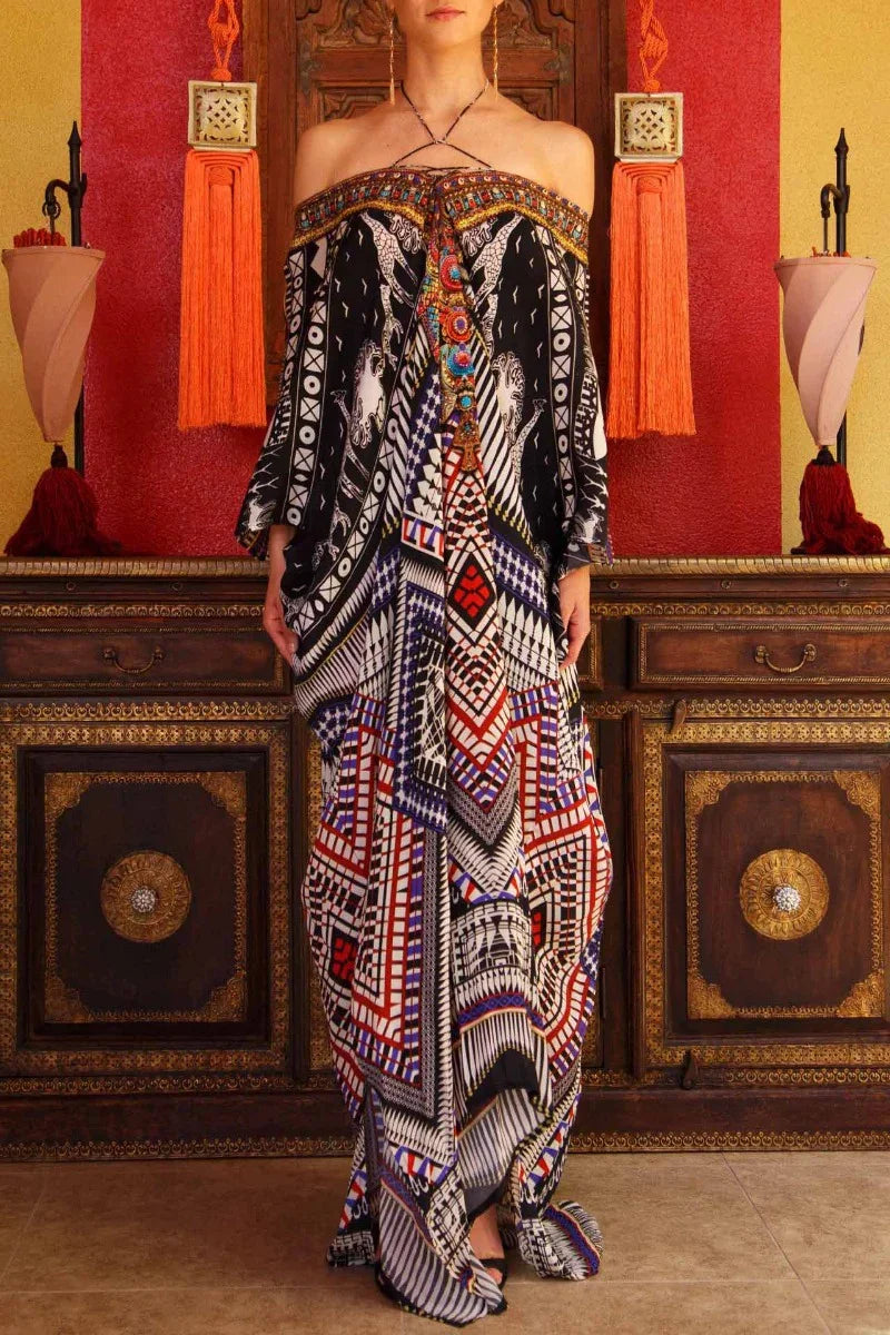 Black Silk Kaftan Dress – Beach & Vacation Wear | Shahida Parides