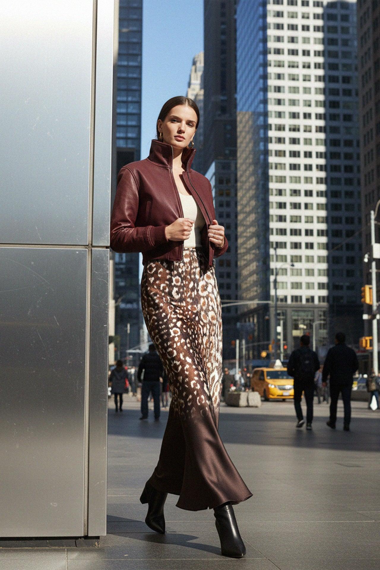 Animal Print Ladies Midi Skirts