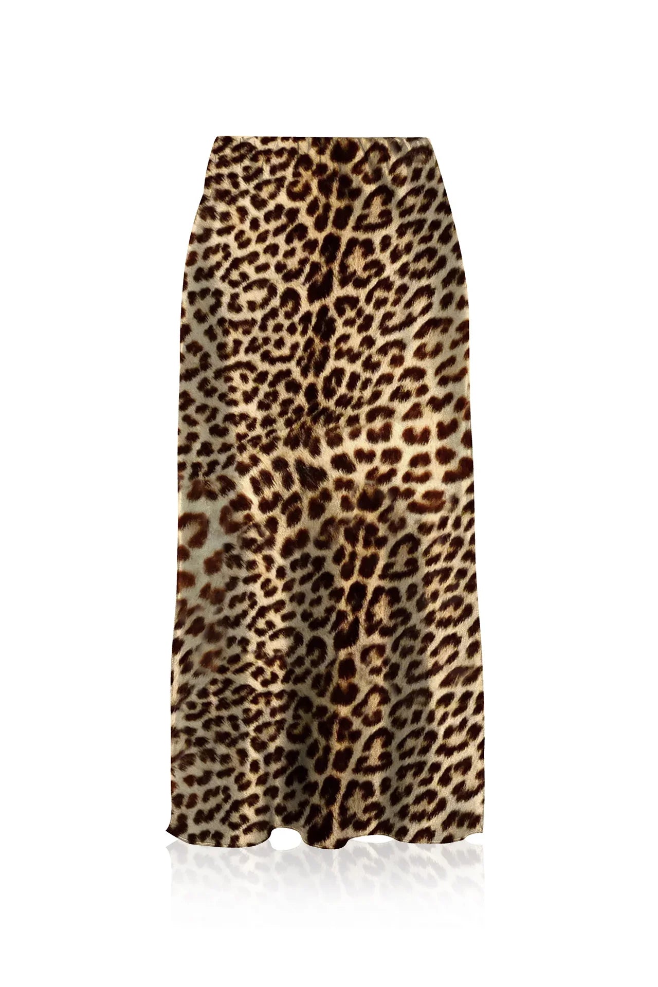 Animal Print Satin Silk Midi Skirt