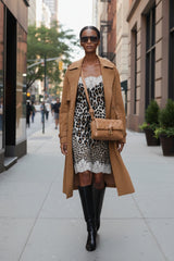 Animal Print Effortless Style with Lace Trim Cami Dress
