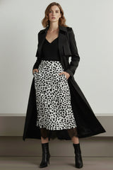 Animal Print Midi Skirt with Lace Trim