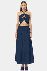 Blue Cut Out Layered Maxi Dress
