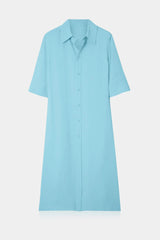 Aqua Long Sleeve Midi Shirt Dress
