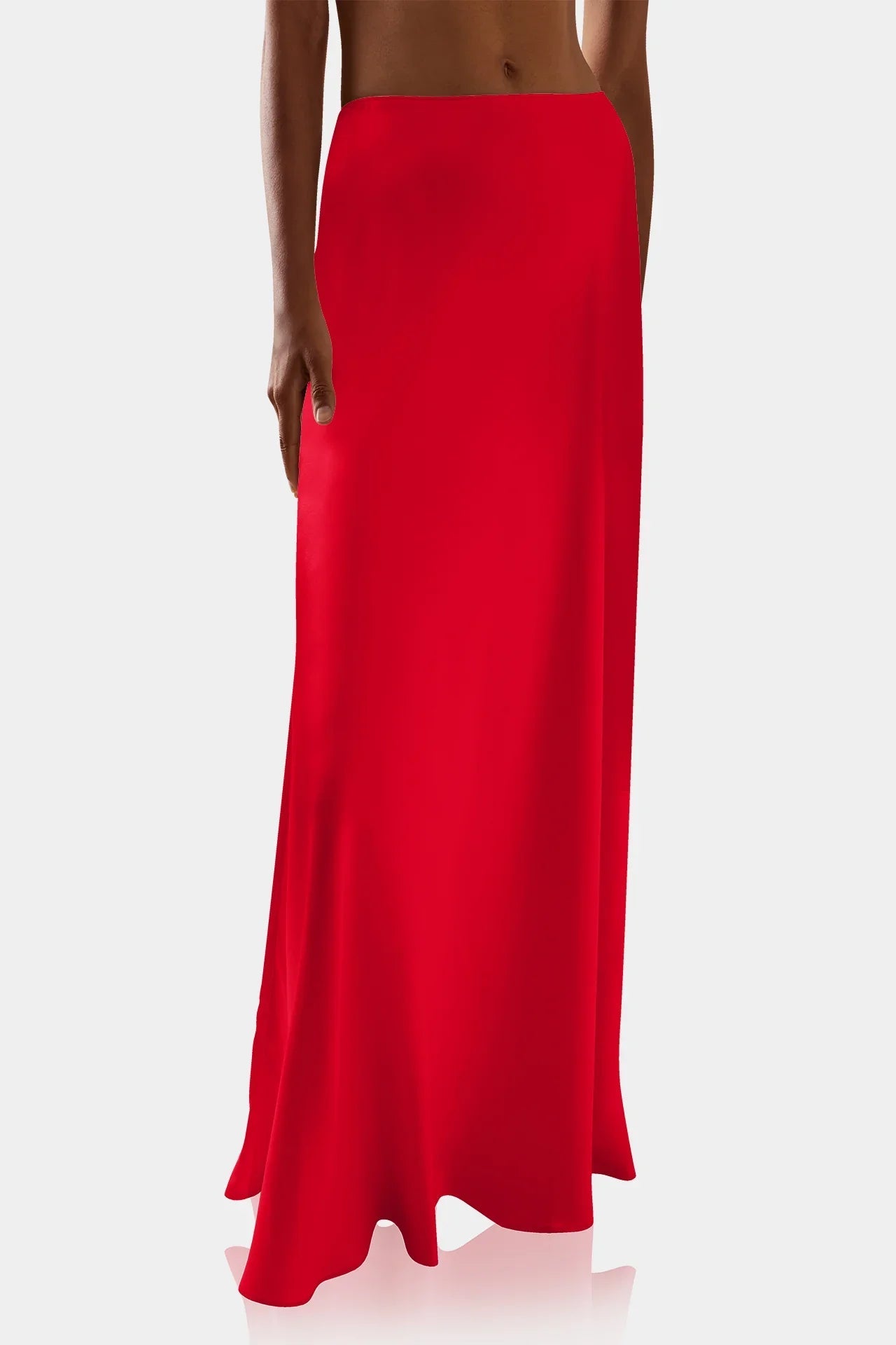 Antonia Red Silk Skirt -Women's Silk-Blend Bias-Cut Skirt