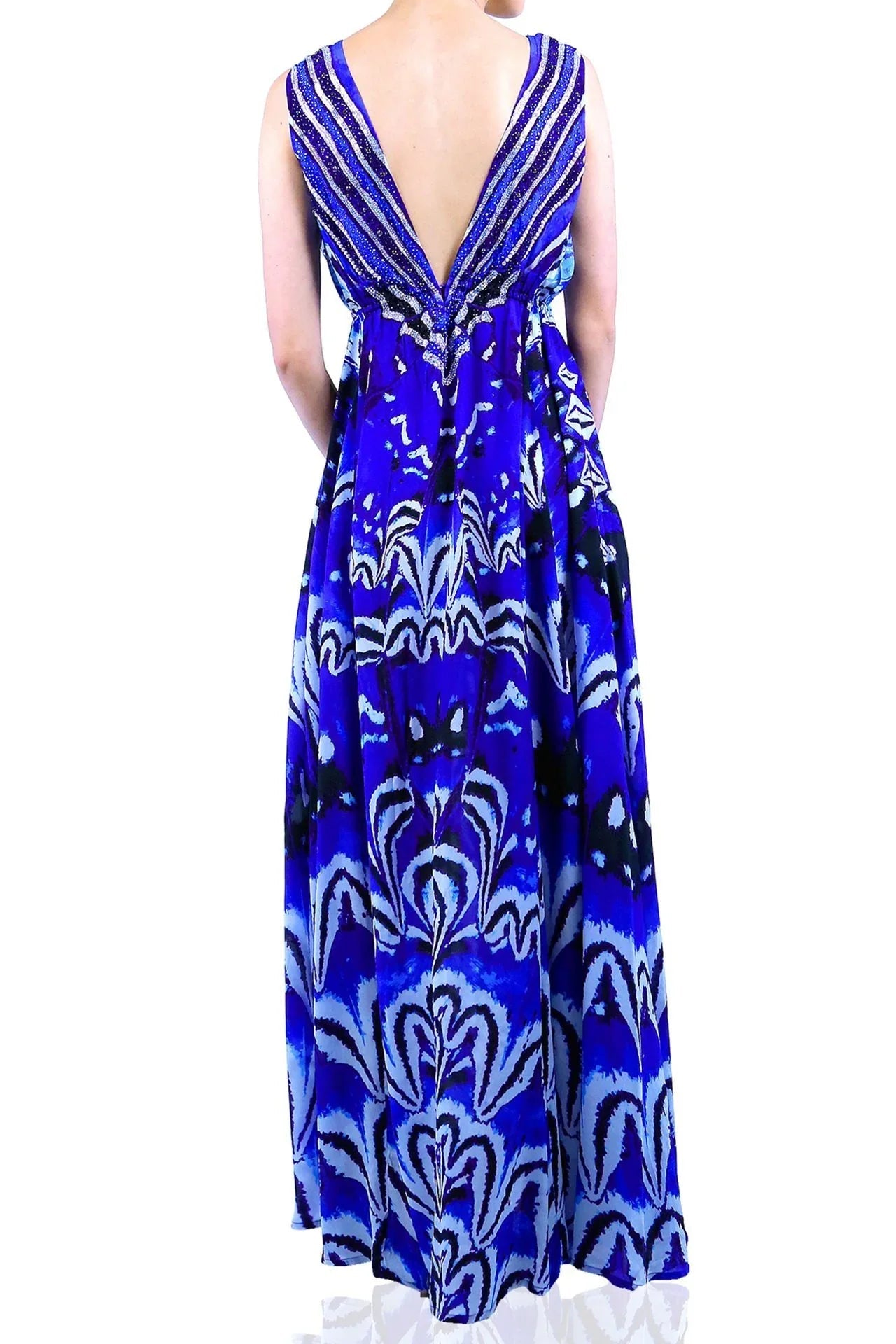 Annabella Butterfly Print Royal Blue Maxi Dress