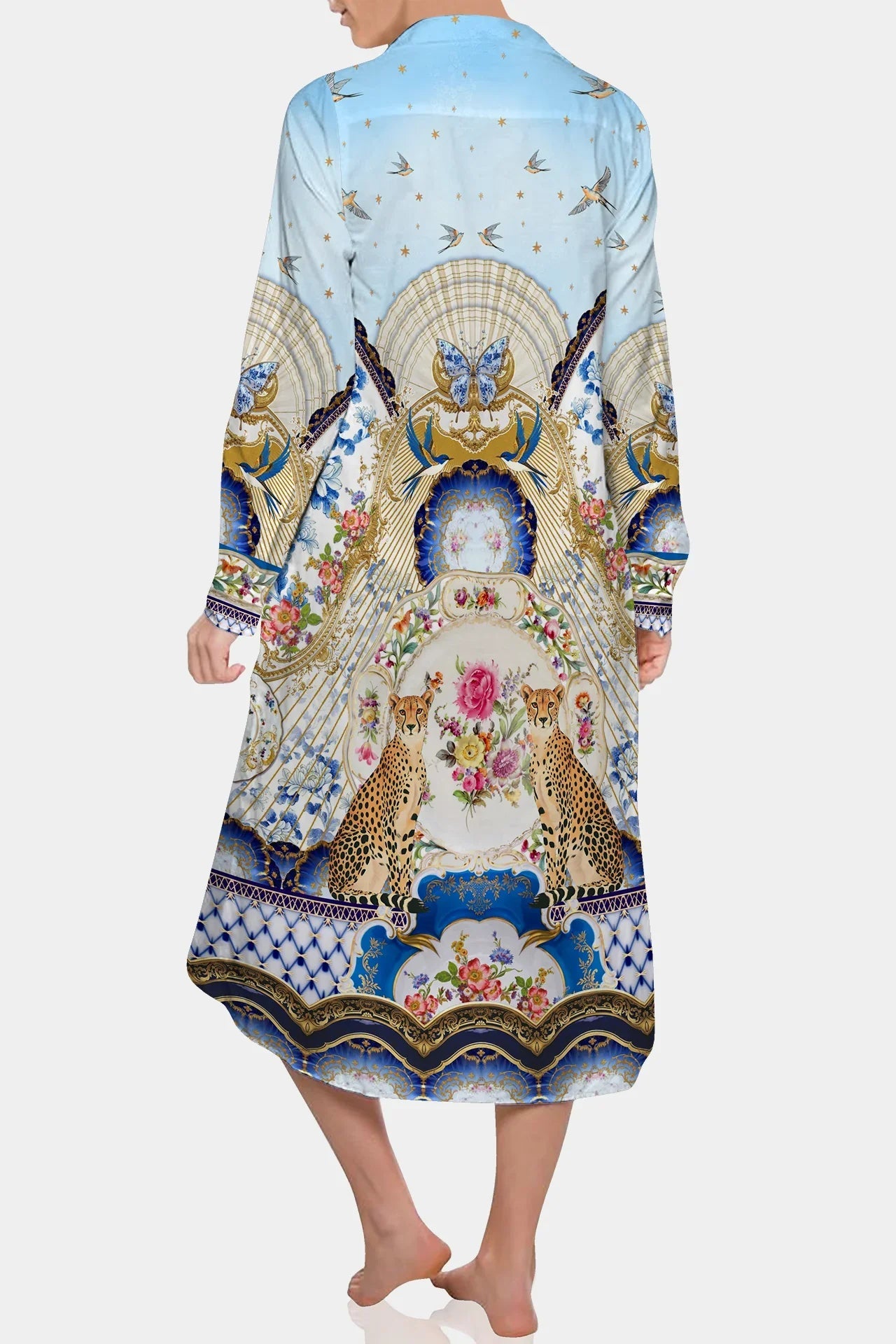 Blue Shirt Dress Midi Length