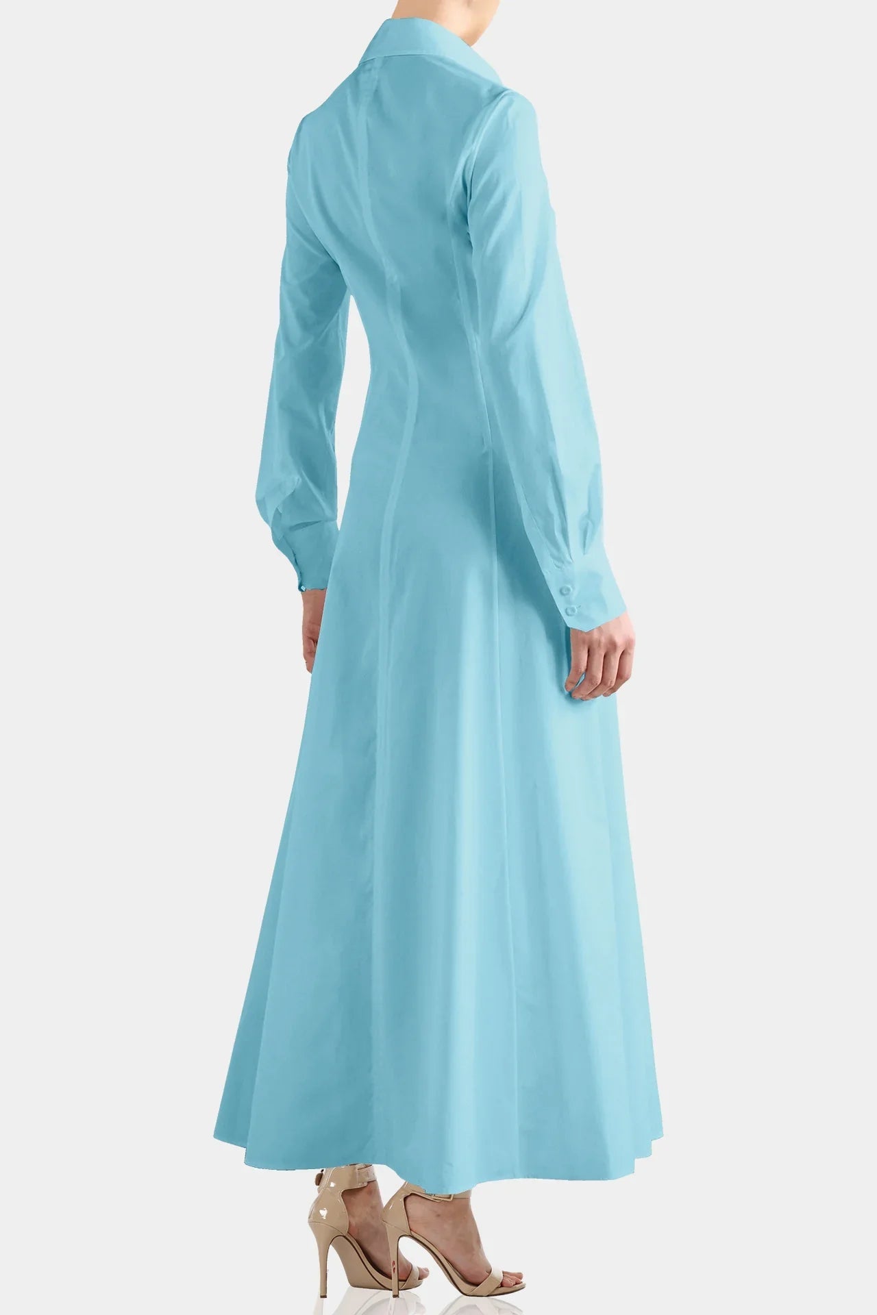 Aqua Blue Dress With Long Sleeves