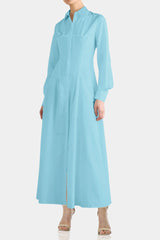 Aqua Blue Dress With Long Sleeves