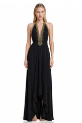 Black Draped Maxi Scarf Dress