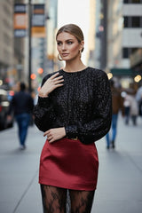Black Long Sleeve Sequin Top